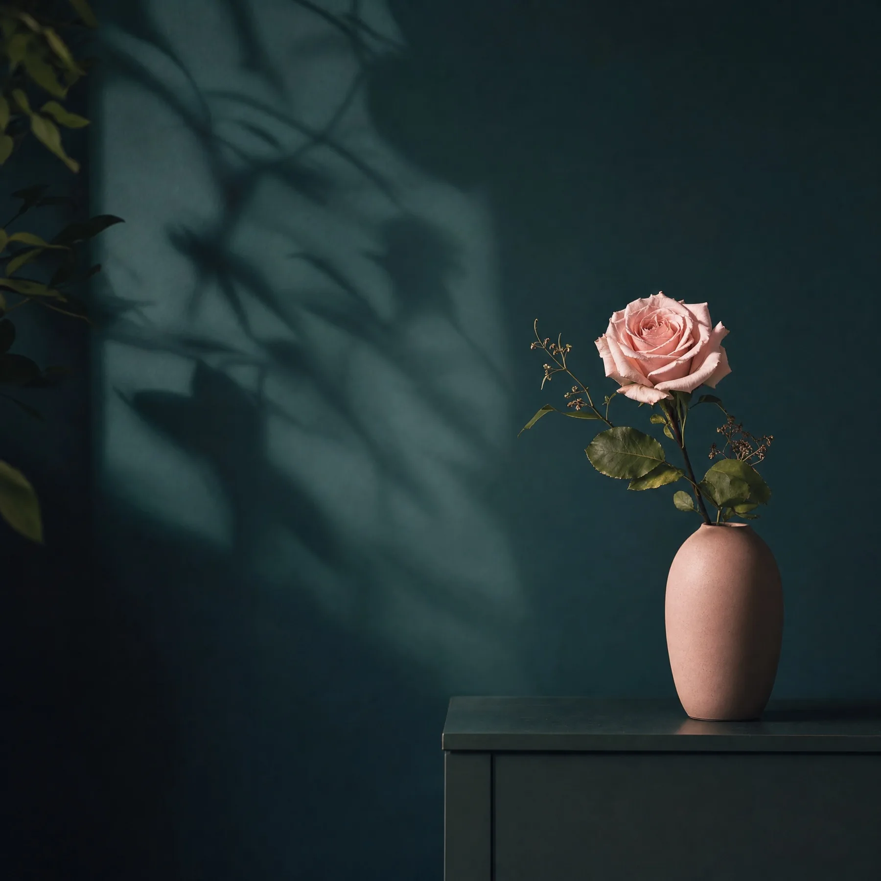 Pressed botanical editorial artwork in cream, sage, and clay rose