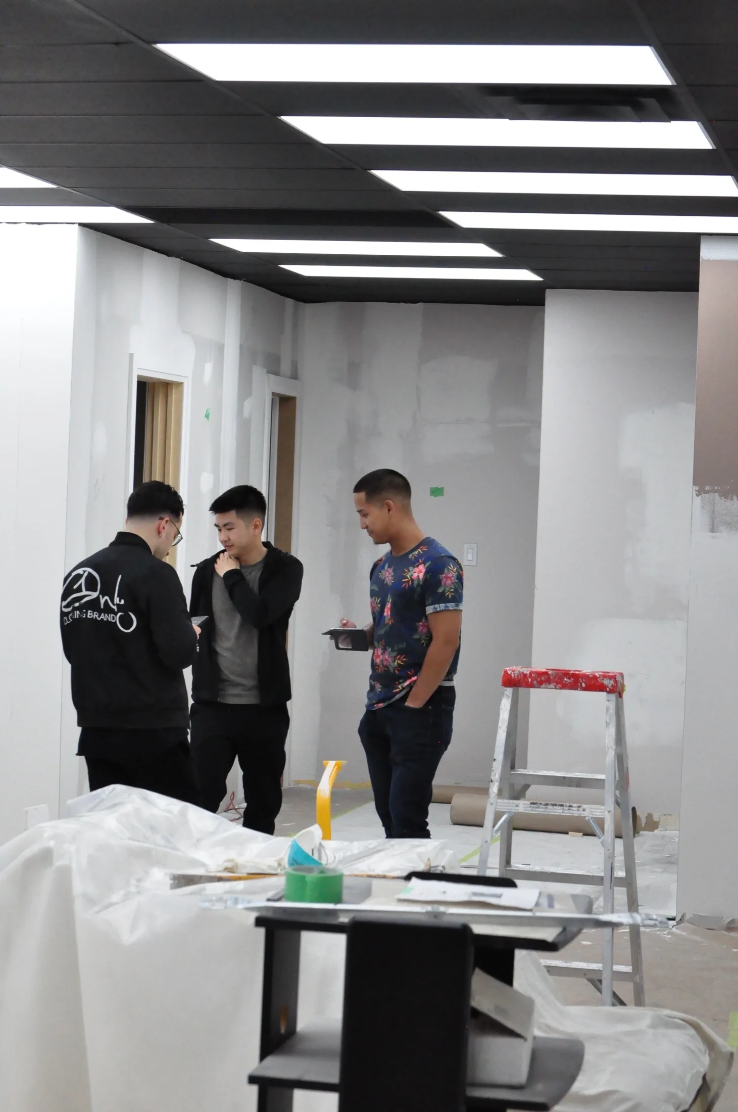 Chair renovation, drywall and crew, the build